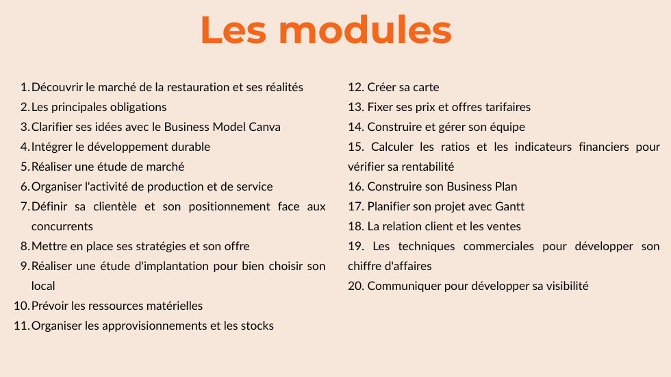 formation ouvrir un restaurant et développer son activité
